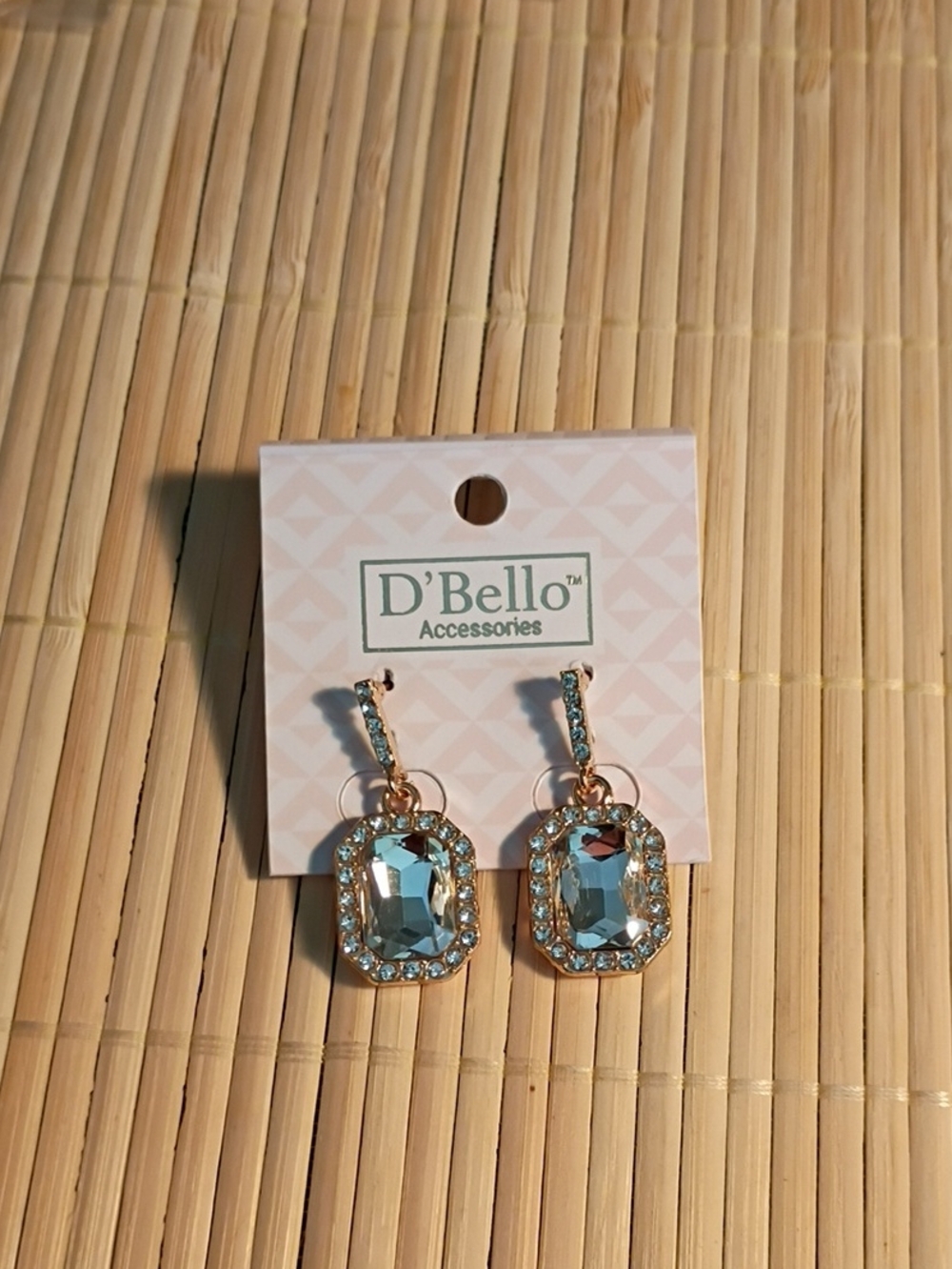 D'Bello Gold & Clear Crystal Drop Earrings